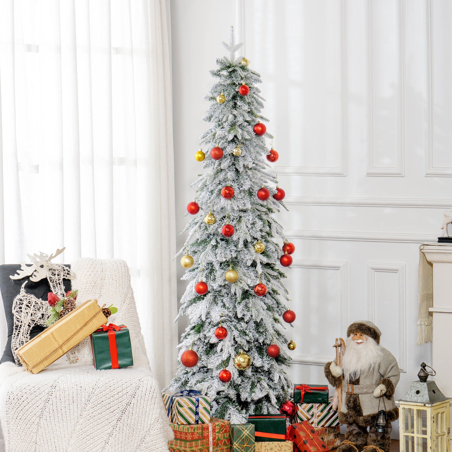Sapin de Noël artificiel effilé enneigé 1,8 m
