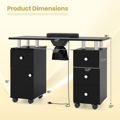 Table de manucure avec dépoussiéreur électrique