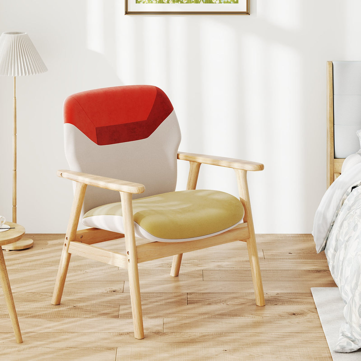 Chaise d'appoint moderne avec accoudoirs en bois