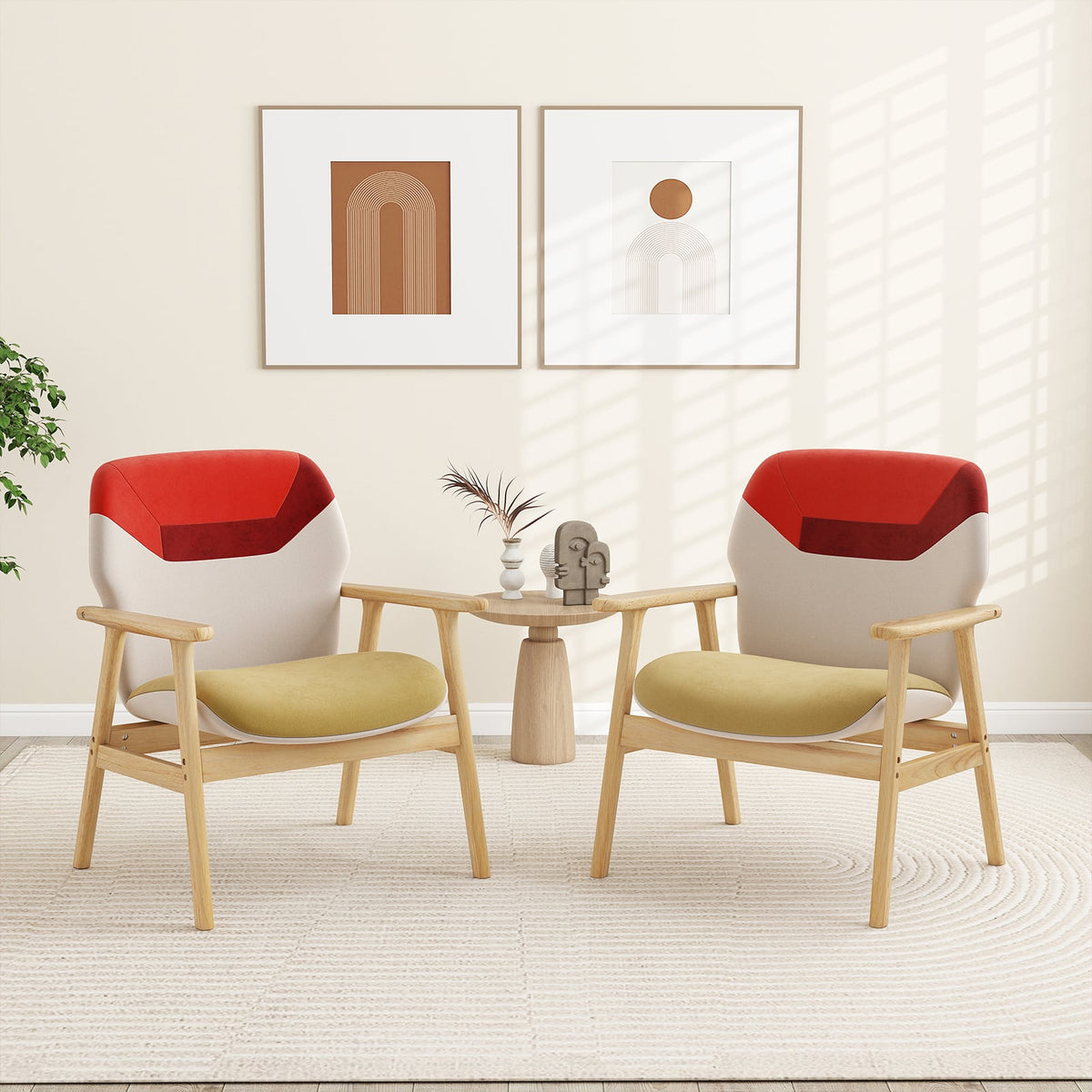 Chaise d'appoint moderne avec accoudoirs en bois
