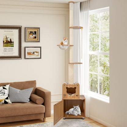 Arbre à chat du plancher au plafond réglable de 256 à 276 cm