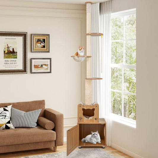 Arbre à chat du plancher au plafond réglable de 256 à 276 cm