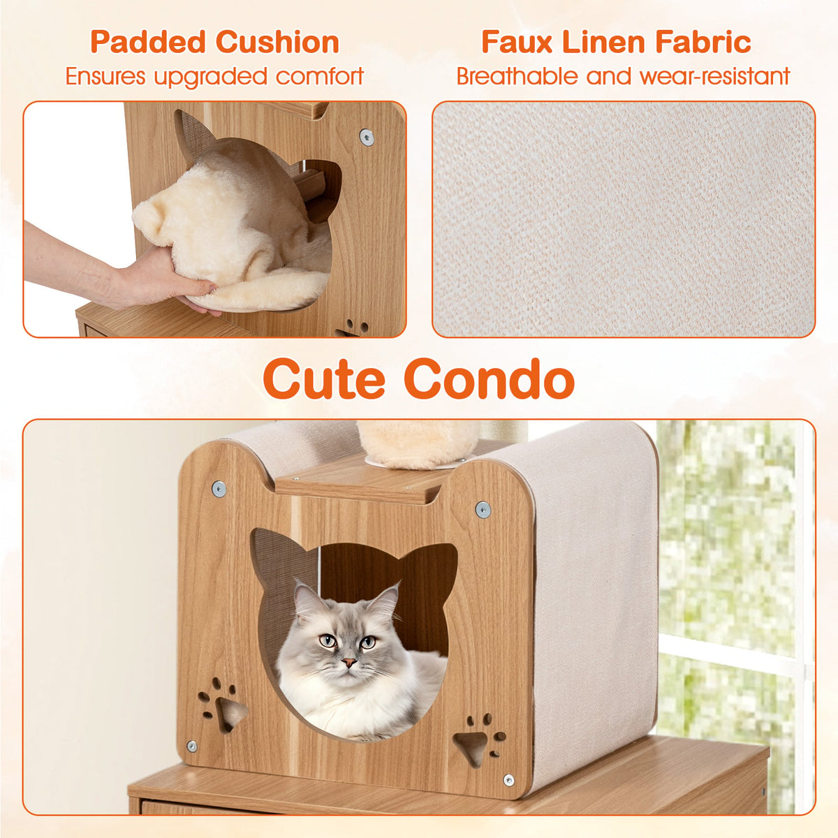 Arbre à chat du plancher au plafond réglable de 256 à 276 cm