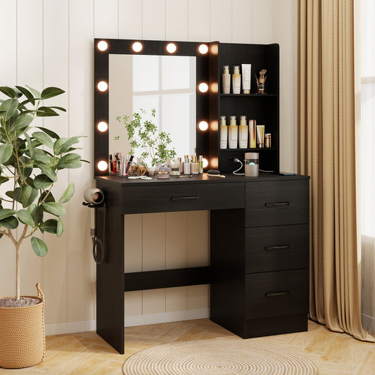 Coiffeuse lumineuse avec miroir et prises de courant