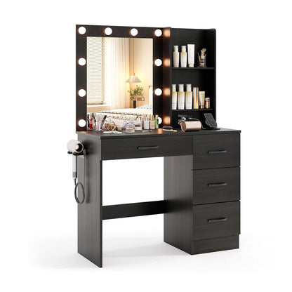 Coiffeuse lumineuse avec miroir et prises de courant