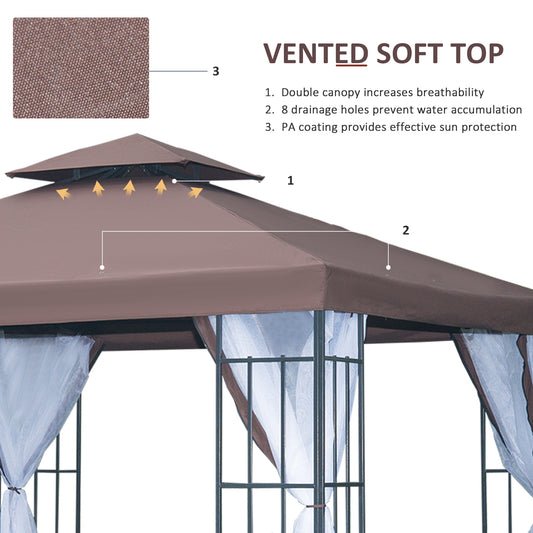 Gazebo de jardin double toit avec moustiquaire 3x3 m