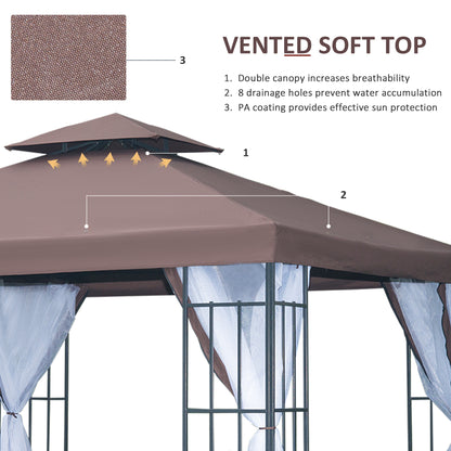 Gazebo de jardin double toit avec moustiquaire 3x3 m