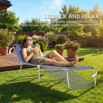 Chaise longue pliante extérieure à dossier réglable