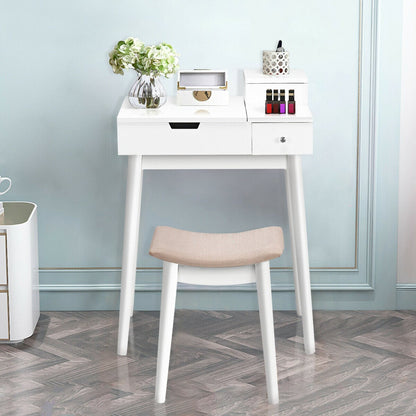 Coiffeuse avec miroir rabattable et tabouret