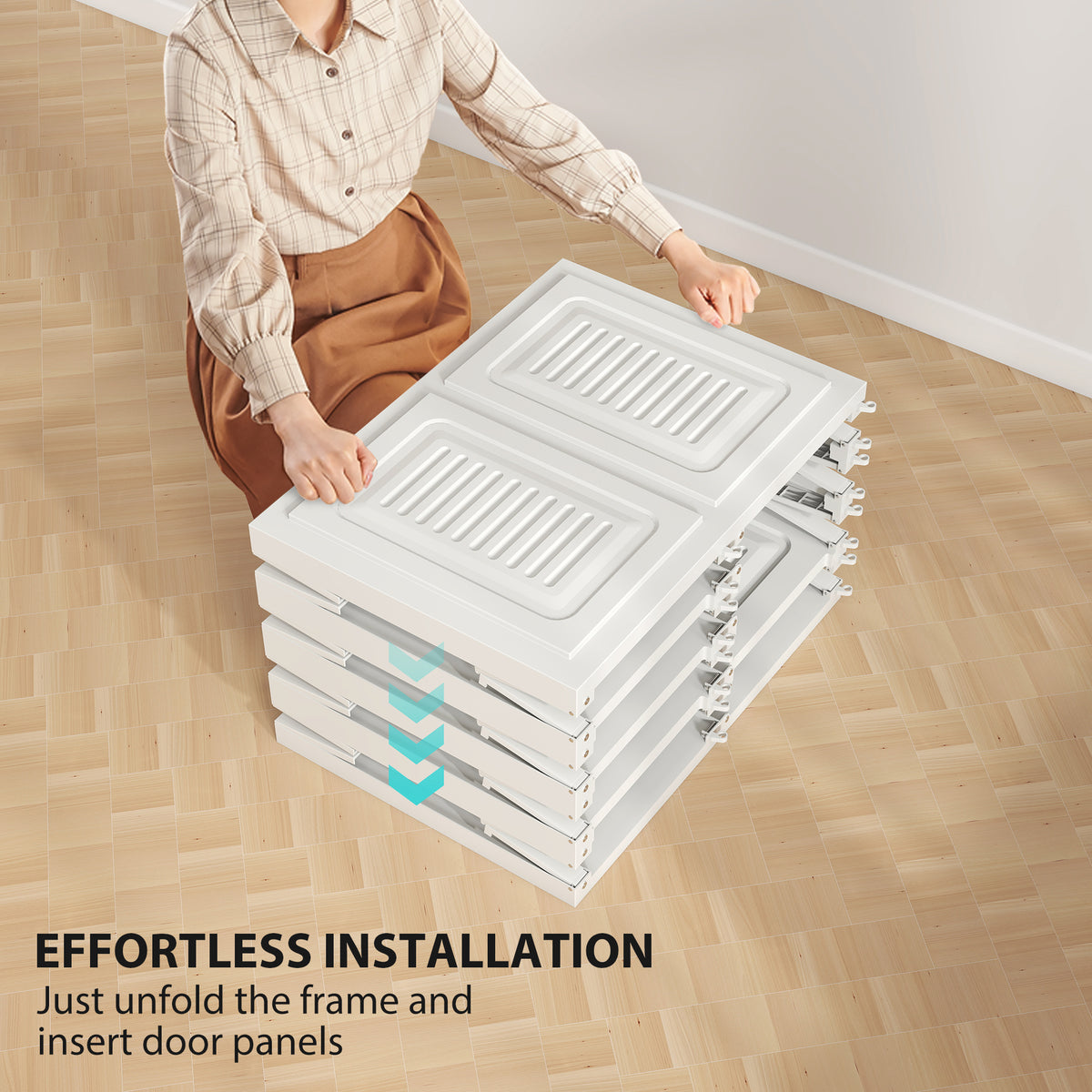 Garde-robe portable pliable en plastique à compartiments