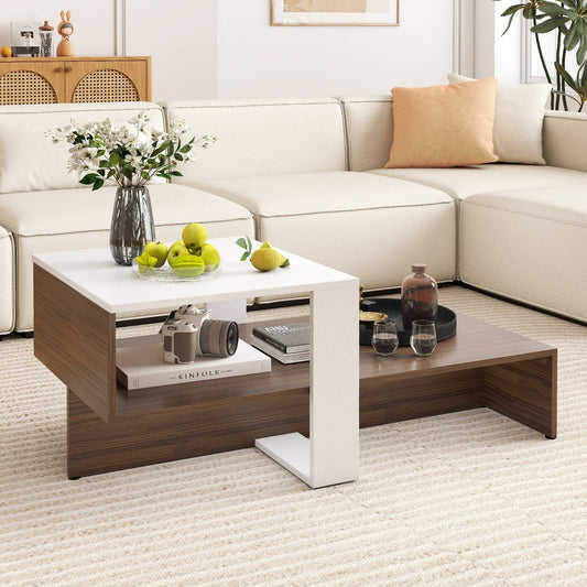Table basse géométrique à 2 tablettes