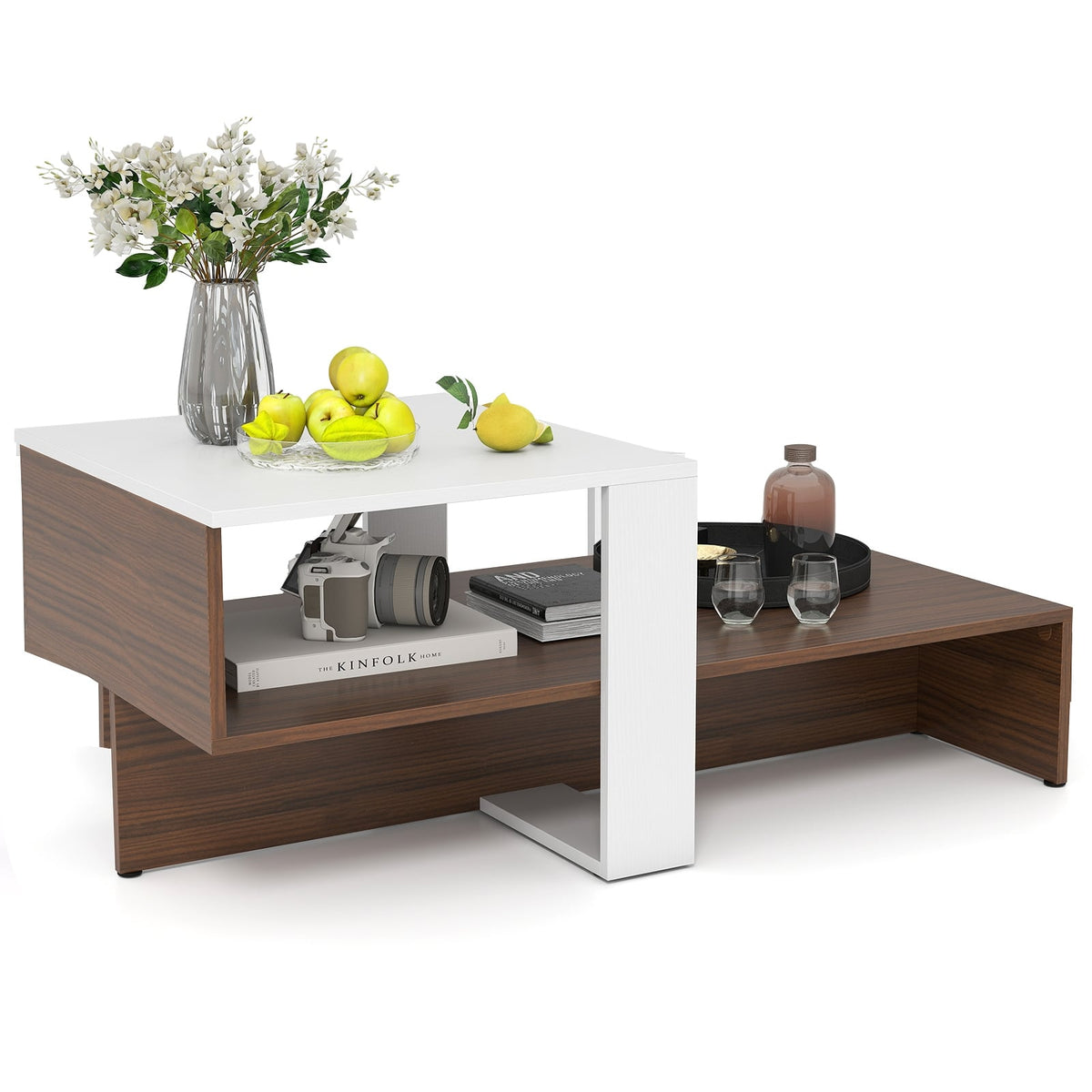 Table basse géométrique à 2 tablettes