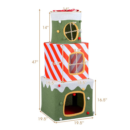 Arbre à chat de Noël 120 cm à paliers multiples