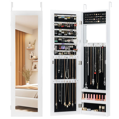Armoire à bijoux murale avec miroir pleine longueur