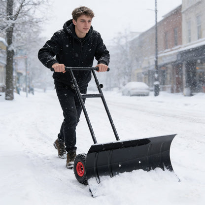 Pousse-neige robuste en métal à roulettes 74 cm