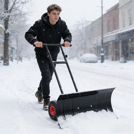 Pousse-neige robuste en métal à roulettes 74 cm
