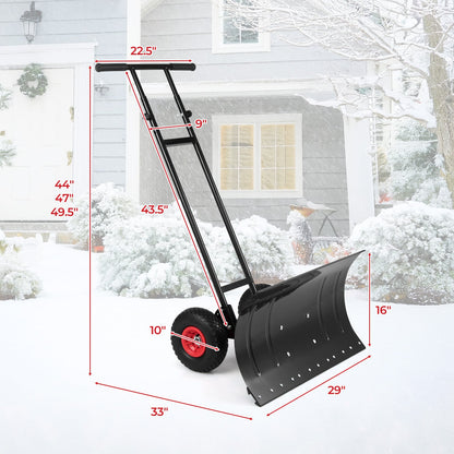Pousse-neige robuste en métal à roulettes 74 cm