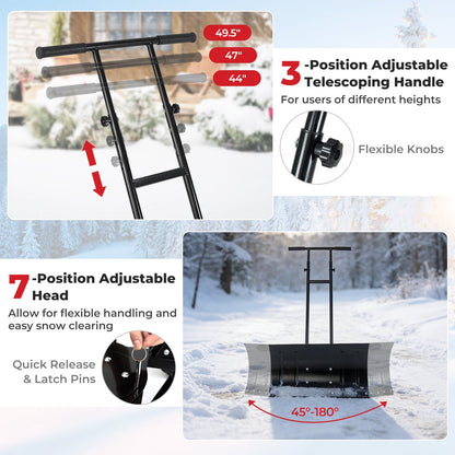 Pousse-neige robuste en métal à roulettes 74 cm