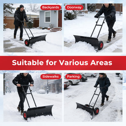 Pousse-neige robuste en métal à roulettes 74 cm