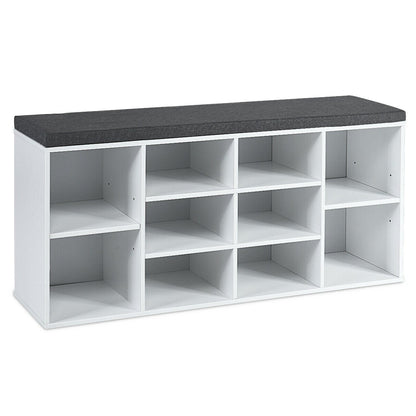 BANC DE RANGEMENT POUR CHAUSSURES 10 CUBES AVEC COUSSIN
