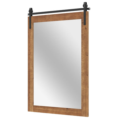 Miroir mural style porte de grange en bois rustique