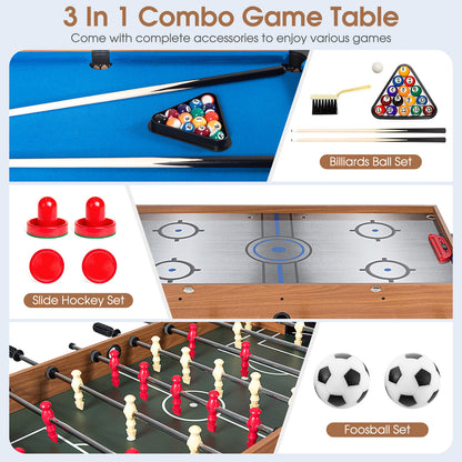 Table multi-jeux 3-en-1 de 122 cm avec baby-foot