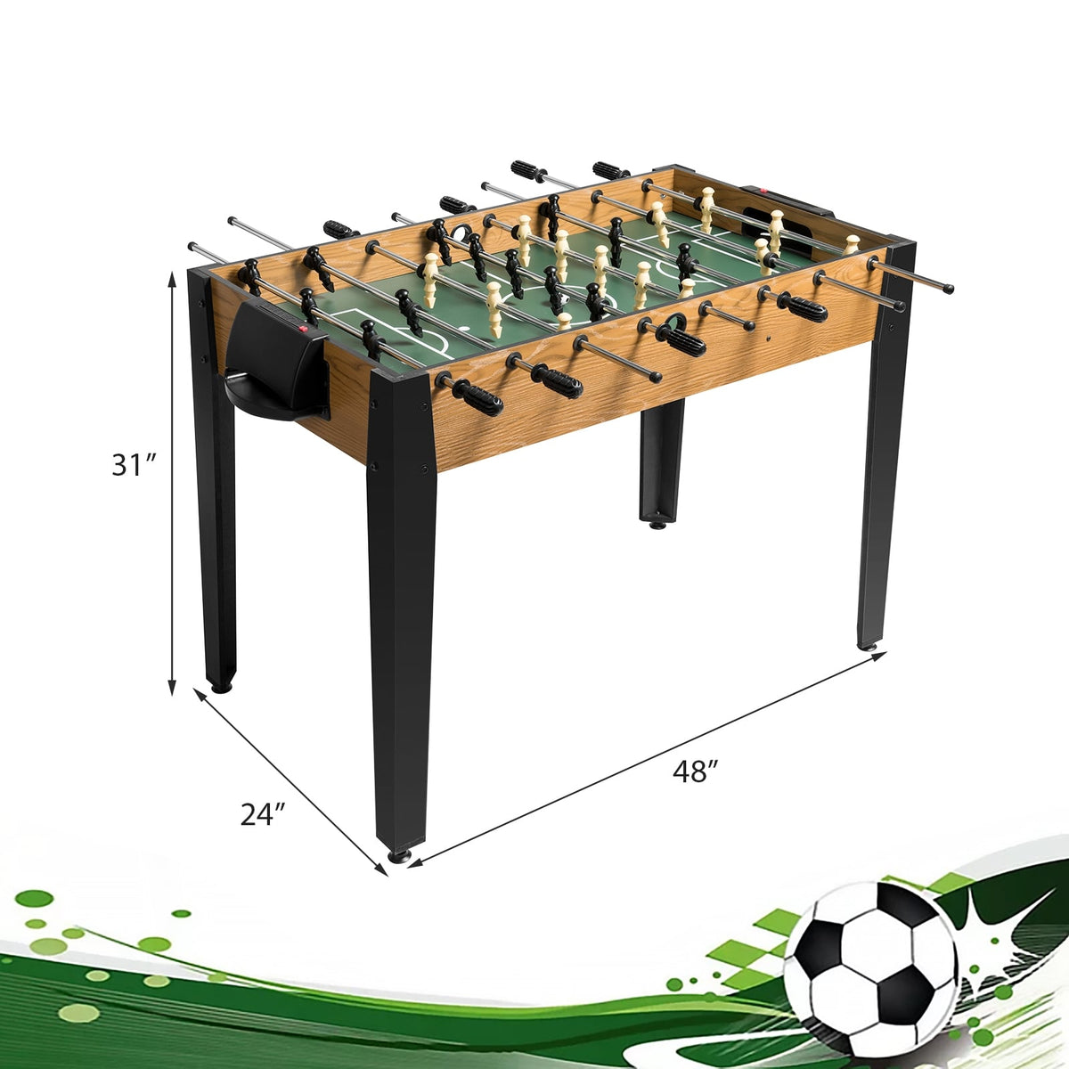 Table de baby-foot en bois format compétition 122 cm