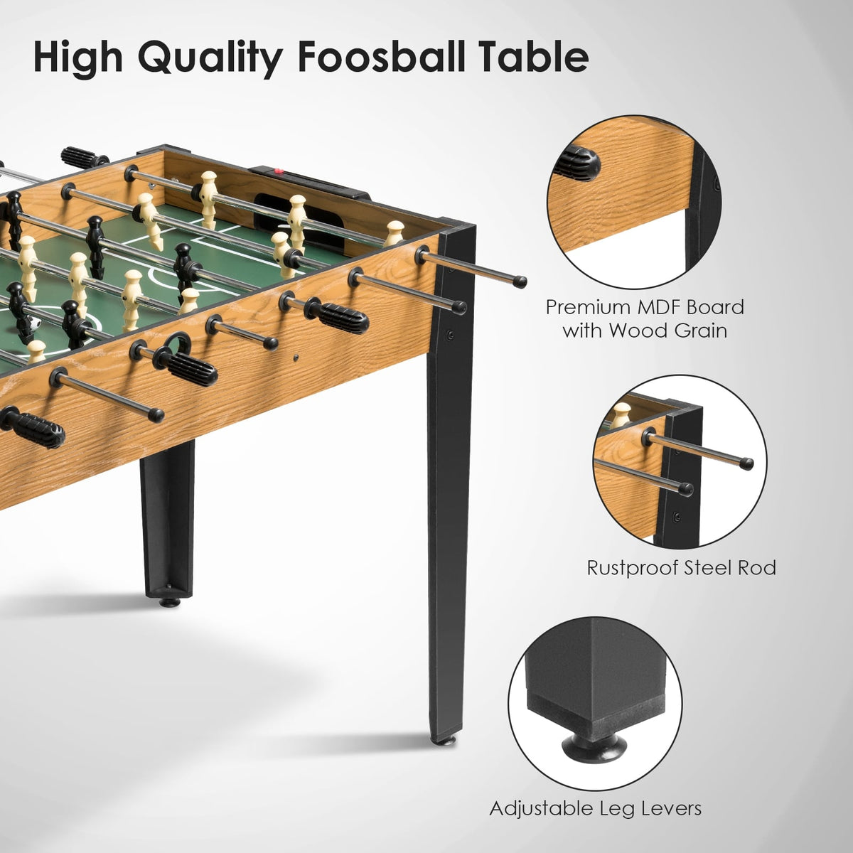 Table de baby-foot en bois format compétition 122 cm