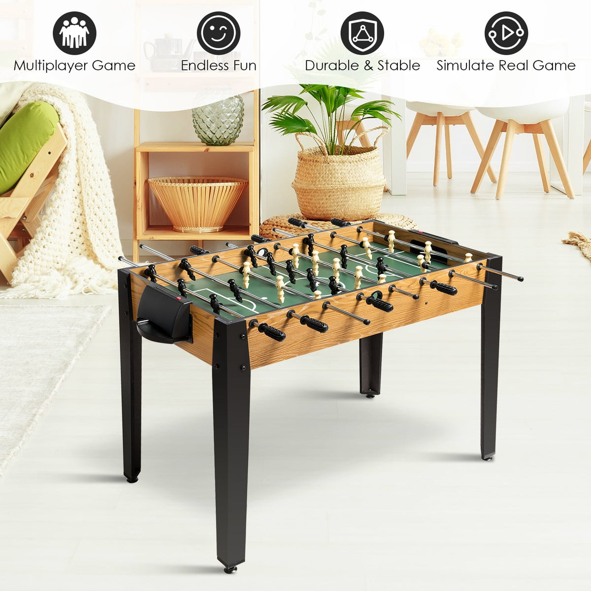 Table de baby-foot en bois format compétition 122 cm