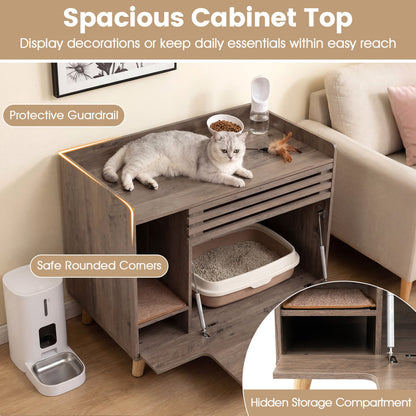 Litière pour chat meuble caché style rustique