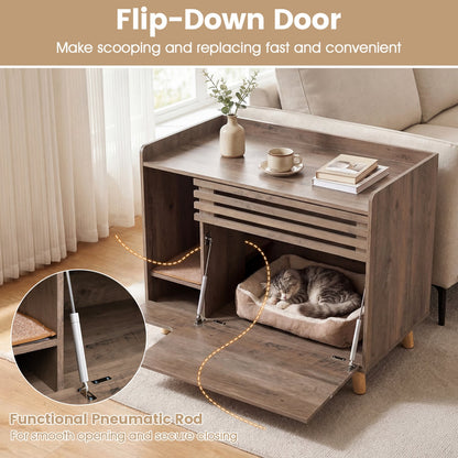 Litière pour chat meuble caché style rustique