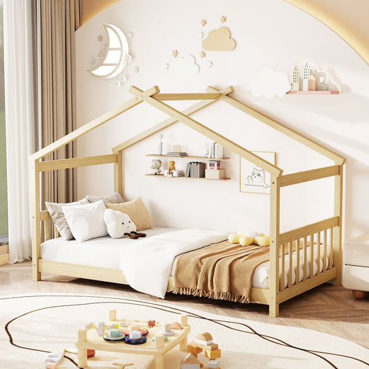 Lit cabane simple en bois pour enfant