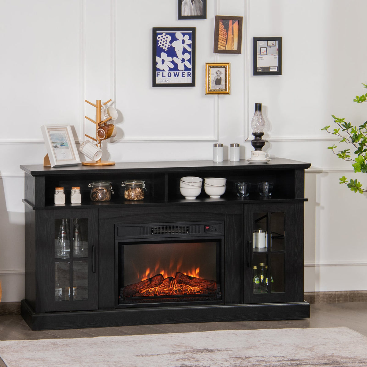 Meuble TV avec foyer électrique de 1400 W
