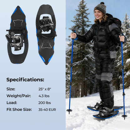 Raquettes à neige 64 cm avec bâtons de marche — Lot de 2