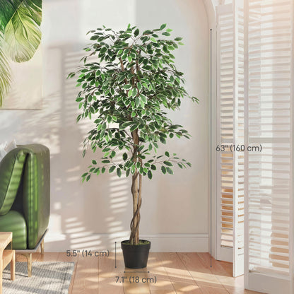 Ficus artificiel réaliste en pot — Vert