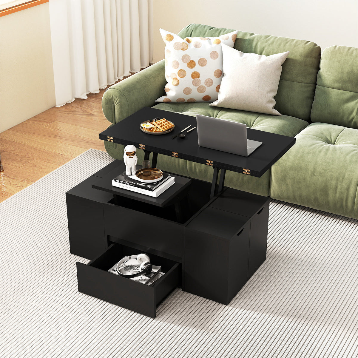 Table basse relevable extensible 3-en-1 — Lot de 5