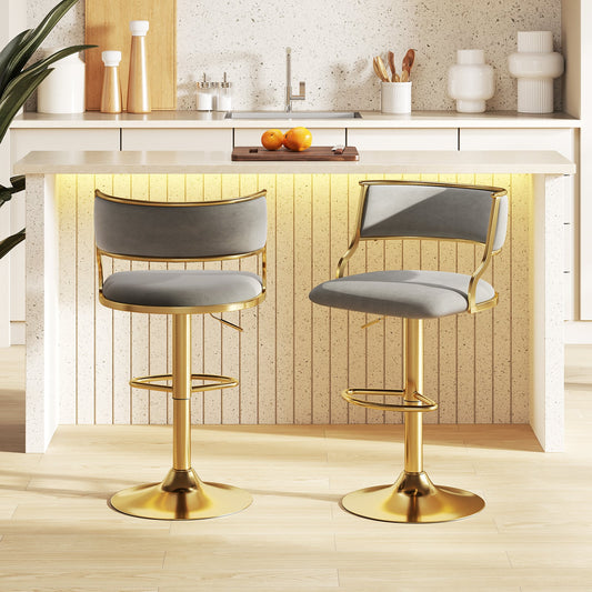 Tabouret de bar pivotant en velours — Lot de 2