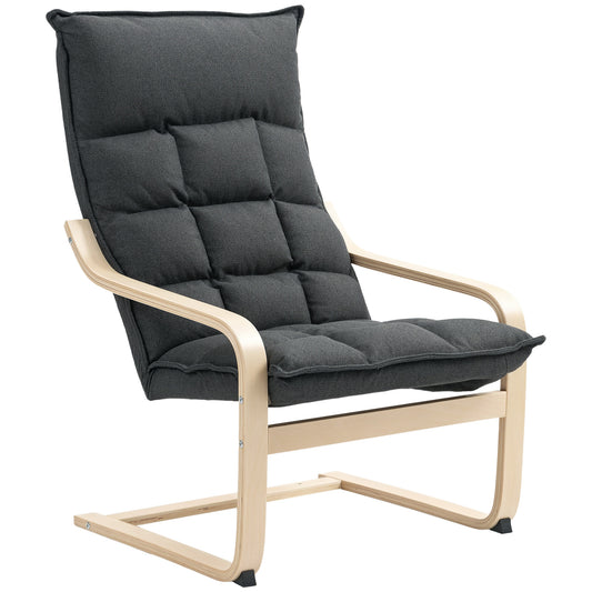 Fauteuil d'accent moderne avec accoudoirs en bois et mouvement berçant