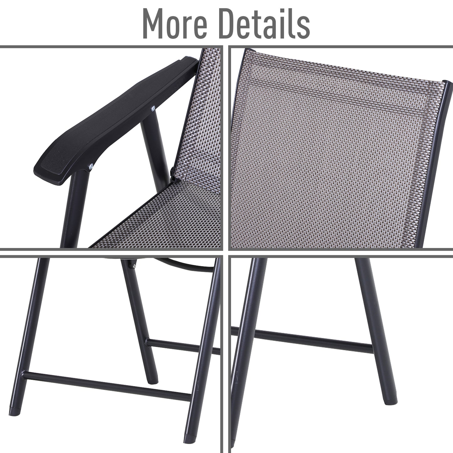 Chaises pliantes de patio avec accoudoirs lot de 2