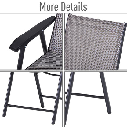 Chaises pliantes de patio avec accoudoirs lot de 2