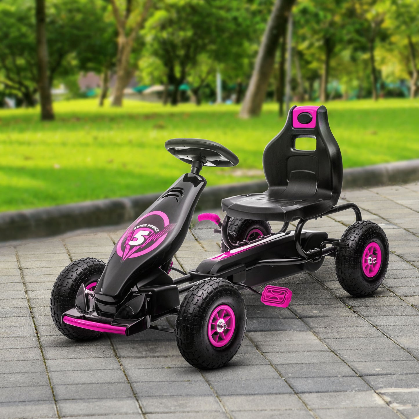 Kart à Pédales Aosom pour Enfants - Cadre Acier avec Freins