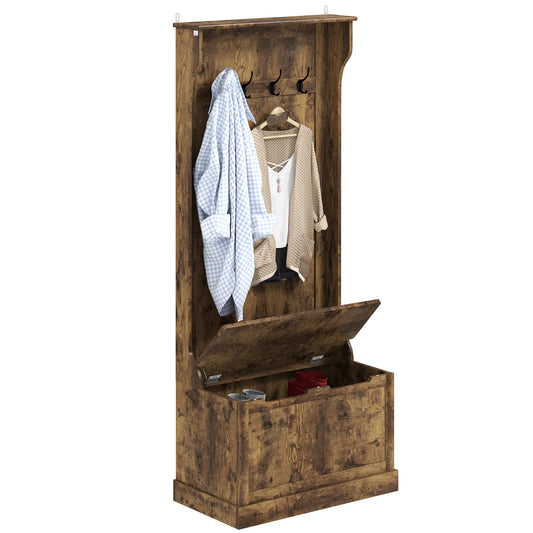 Porte-manteau multifonction 4-en-1 avec banc rangement rustique