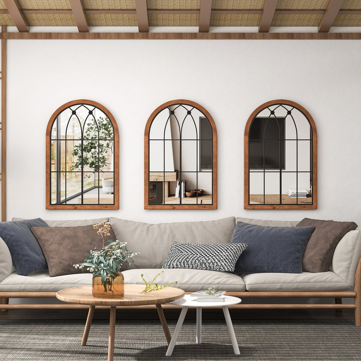 Miroir mural arqué vintage avec panneau arrière