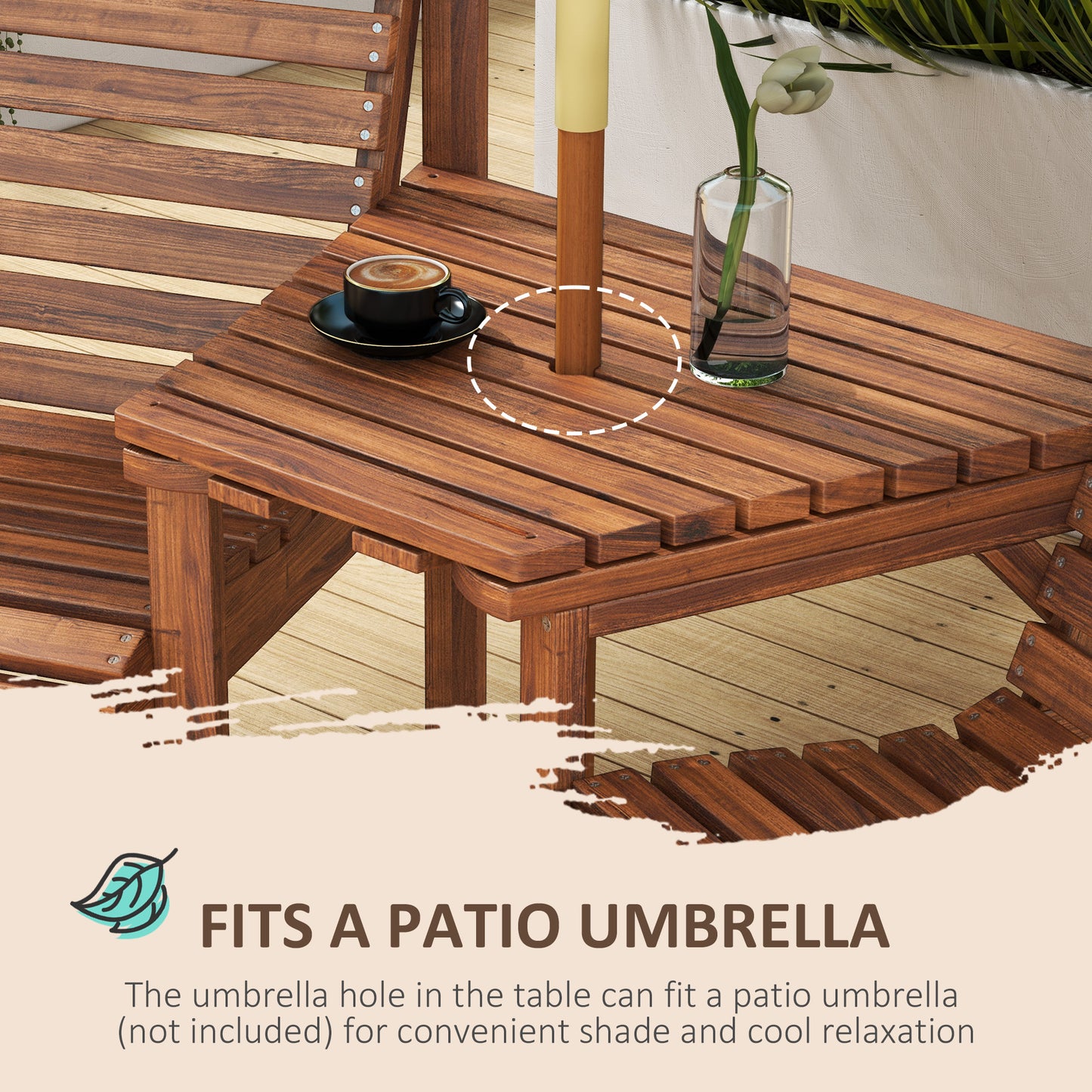 Banc de jardin double avec table centrale — Tan