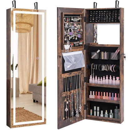 Armoire à bijoux murale avec miroir tactile