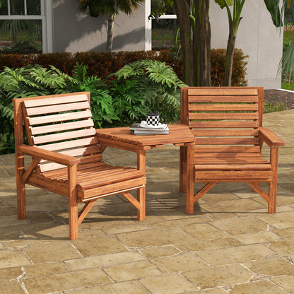 Banc de jardin double avec table centrale — Tan