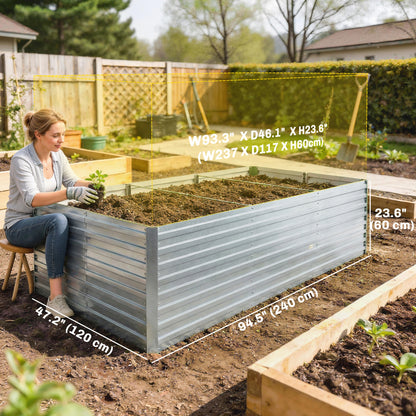 Bac de jardinage surélevé galvanisé extra profond 240x120x60cm