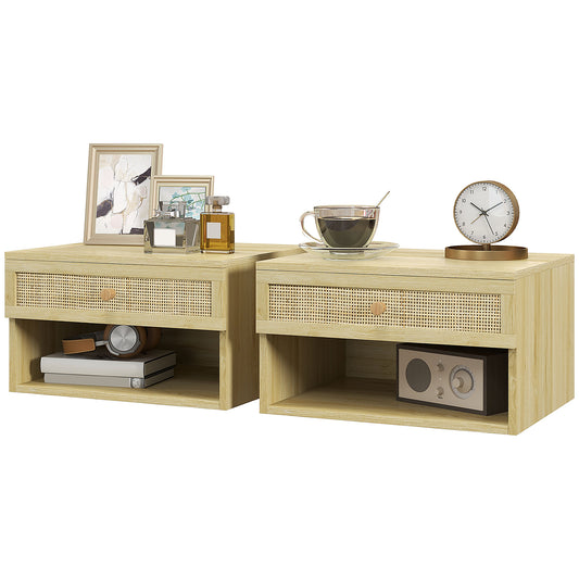 Table de chevet murale bois style nordique — Lot de 2