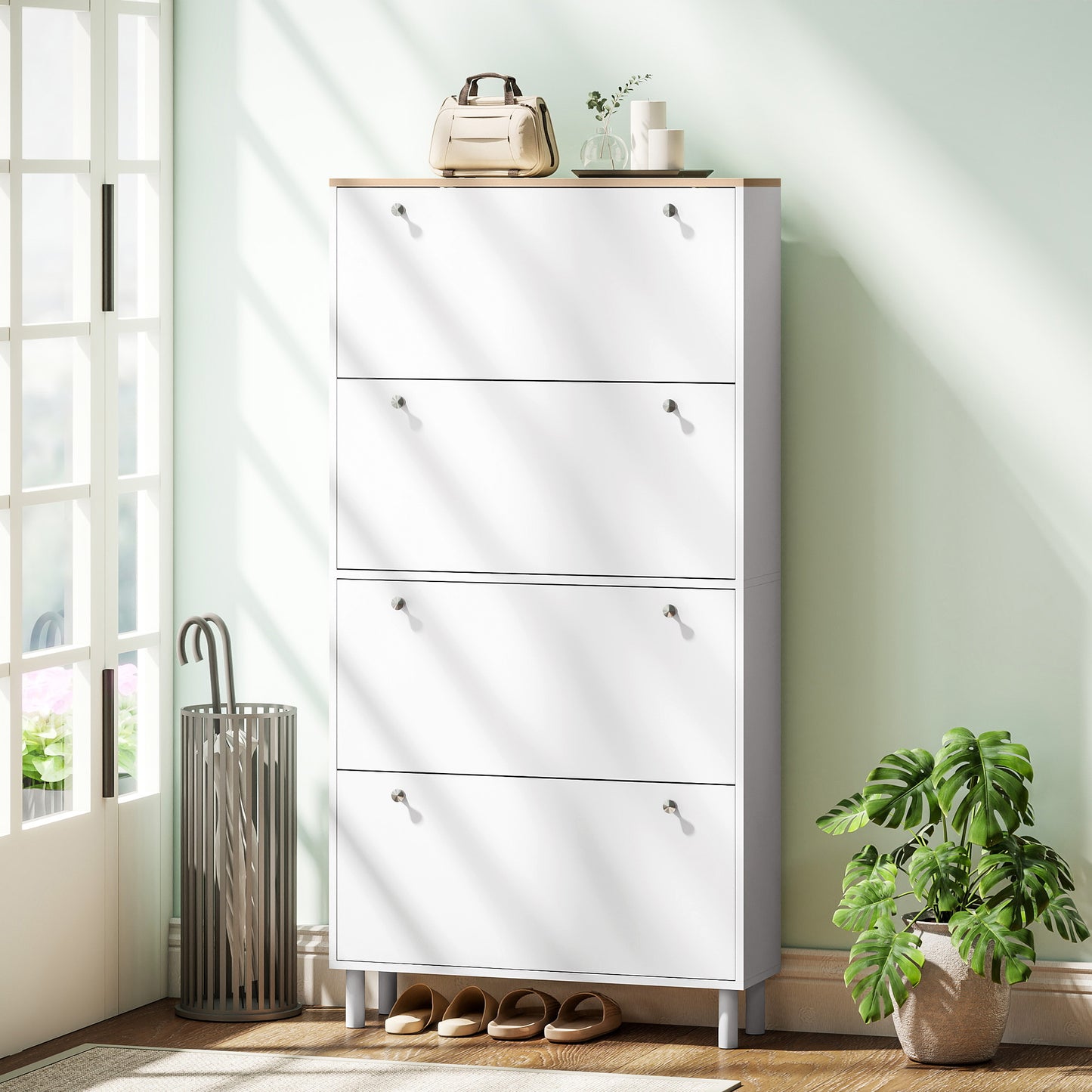 Armoire à chaussures étroite 4 tiroirs — 24 à 32 paires