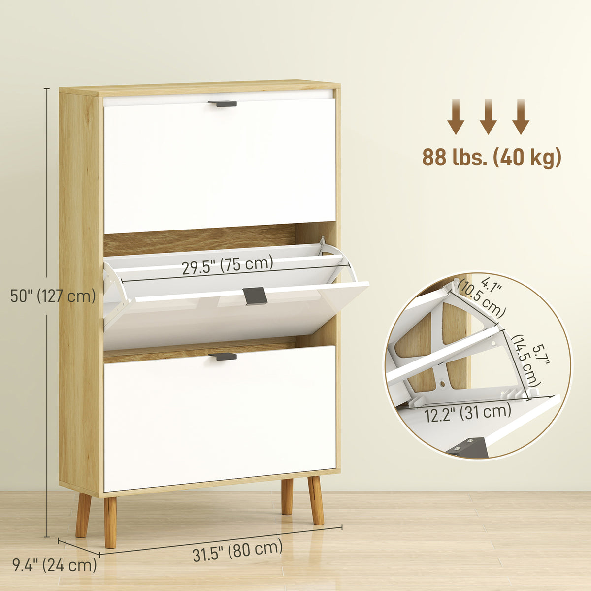 Meuble à chaussures étroit porte-chaussures moderne à rabats
